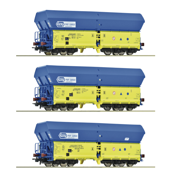 Roco 6600136 , Zestaw 3 wagonów samowyładowczych Falns PKP Cargo, skala H0